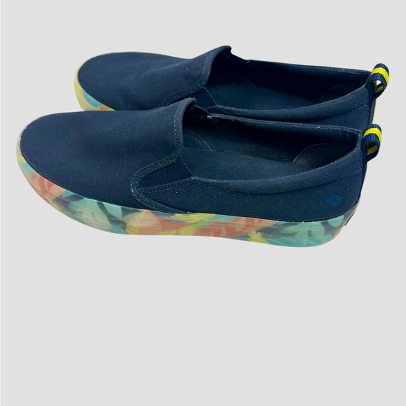 Sperry denim canvas  with colorful Platform  size 8.5 - Picture 2 of 12